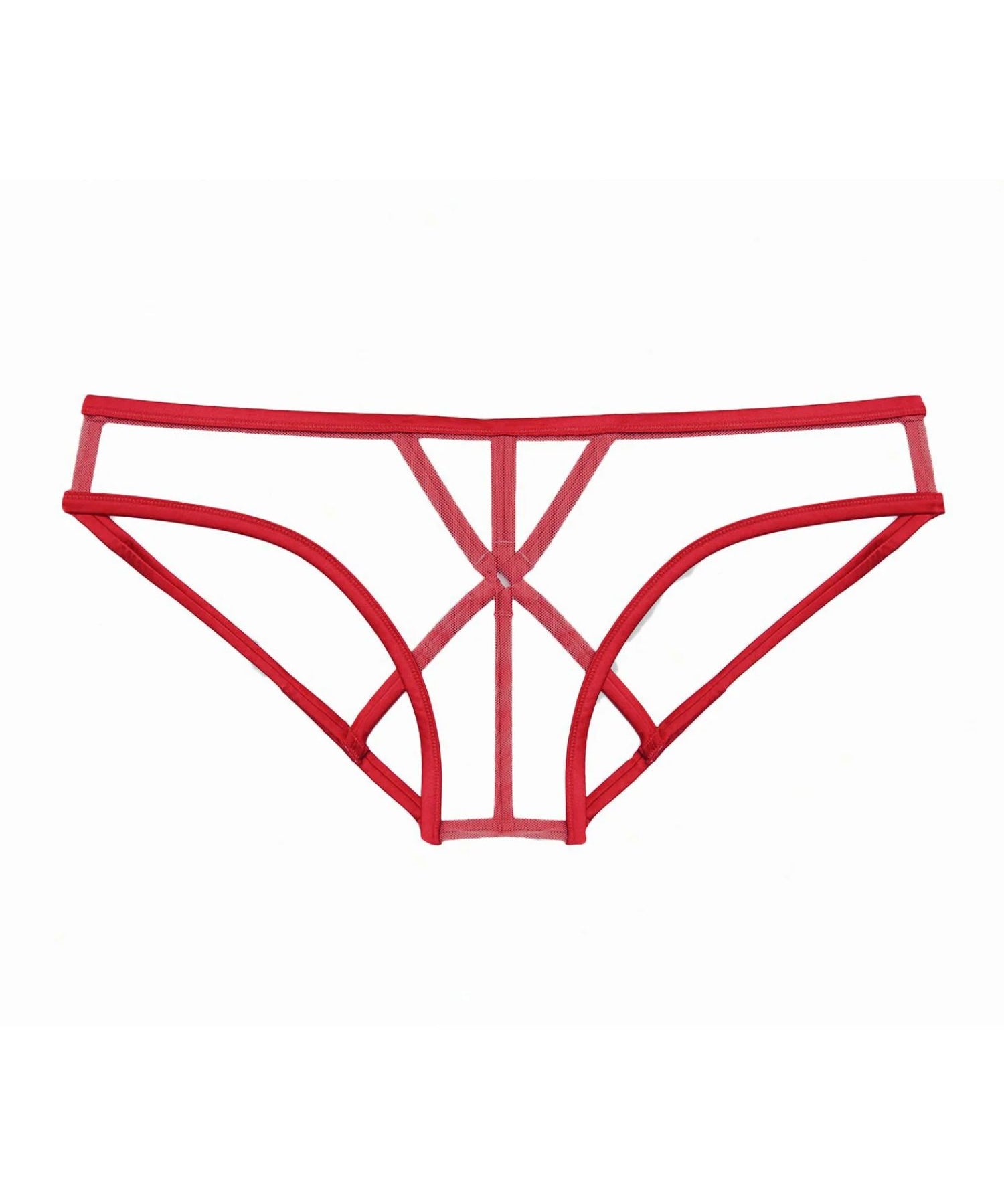 Fleur Du Mal Luxe Strappy Bondage Panty (Rouge) | Avec Amour Lingerie