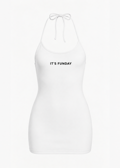 It's Funday by AVAM UNBASIC Halter Micro Dress (White) | Avec Amour Lingerie