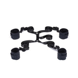 Liebe Seele Vegan Fetish Faux Leather Under Mattress Restraint Set in Black — flat lay