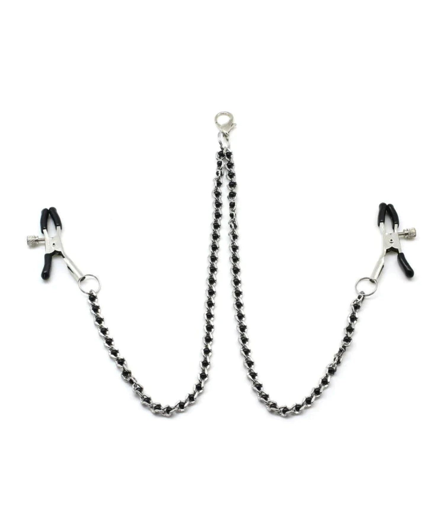 Liebe Seele Black Bead Chains and Nipple Clamps (Silver) | BDSM Bedroom Fun