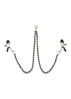 Liebe Seele Black Bead Chains and Nipple Clamps (Silver) | BDSM Bedroom Fun