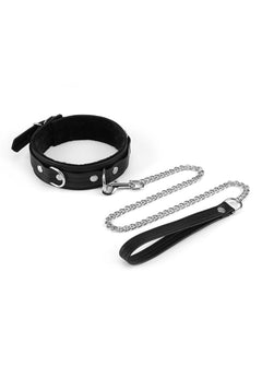 Liebe Seele Leather Collar with Leash (Black) | Avec Amour