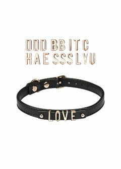 Liebe Seele DIY Black Leather Choker with 21 Replaceable Letters | Lingerie Accessories