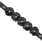 Flower Rhythm Leather Collar with Leash (Black)