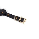 Flower Rhythm Leather Collar with Leash (Black)