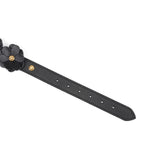 Flower Rhythm Leather Collar with Leash (Black)