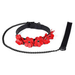 Liebe Seele Flower Rhythm Leather Collar with Leash Choker (Red) | Avec Amour Lingerie