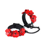 Flower Rhythm Leather Hand Cuffs (Red)