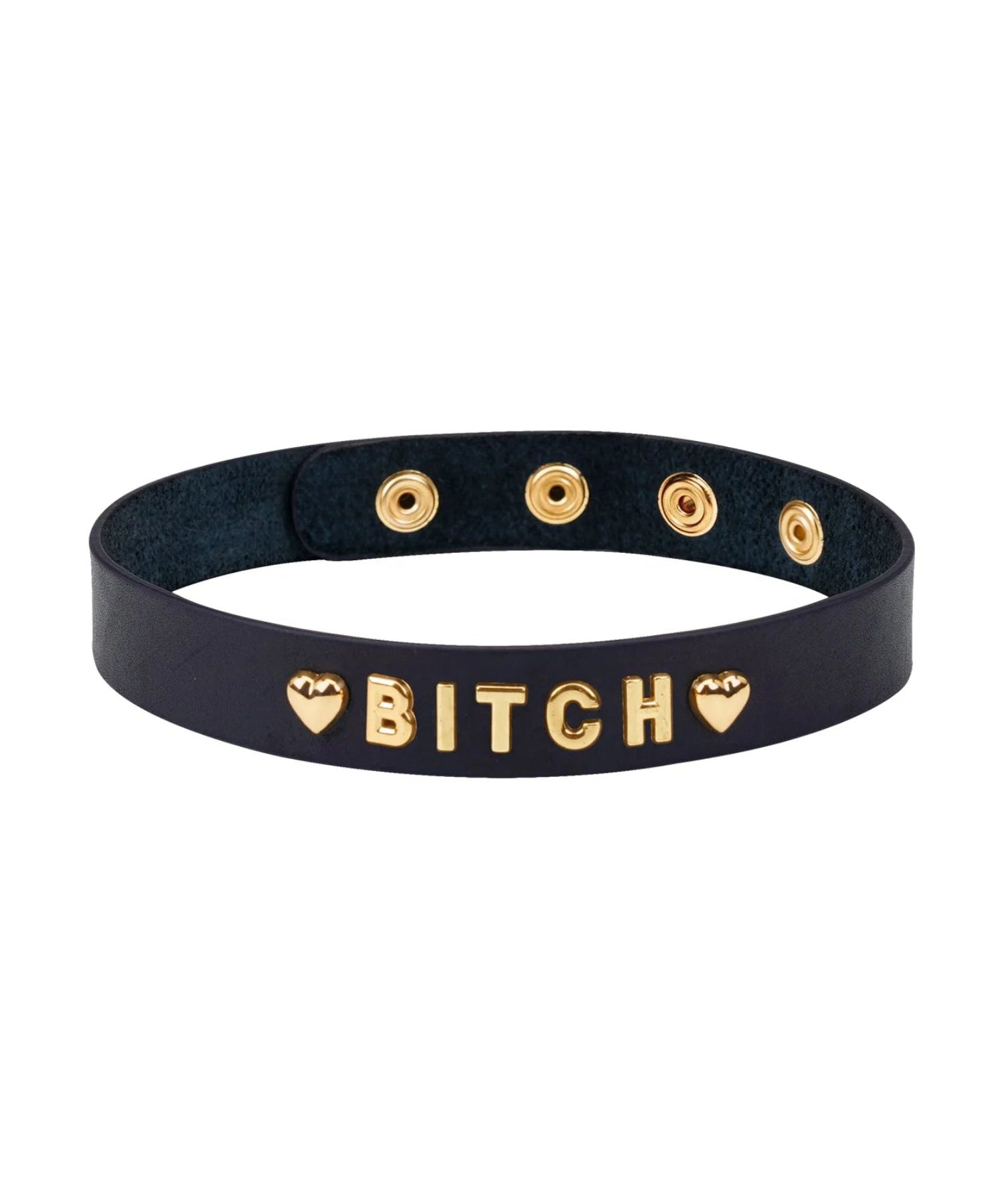 Liebe Seele Gold Word Choker (BITCH) | Avec Amour Leather Accessories