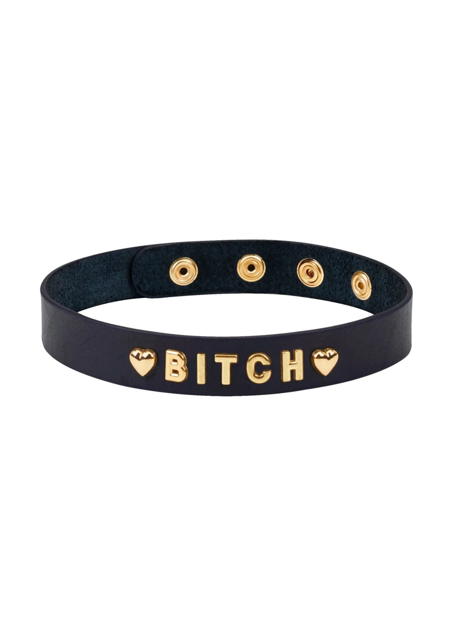 Liebe Seele Gold Word Choker (BITCH) | Avec Amour Leather Accessories