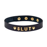 Liebe Seele Gold Word Choker (SLUT) | Avec Amour Leather Accessories