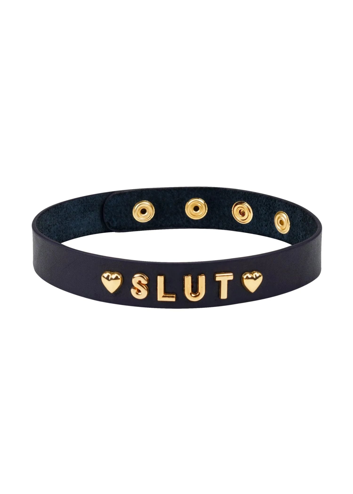 Liebe Seele Gold Word Choker (SLUT) | Avec Amour Leather Accessories