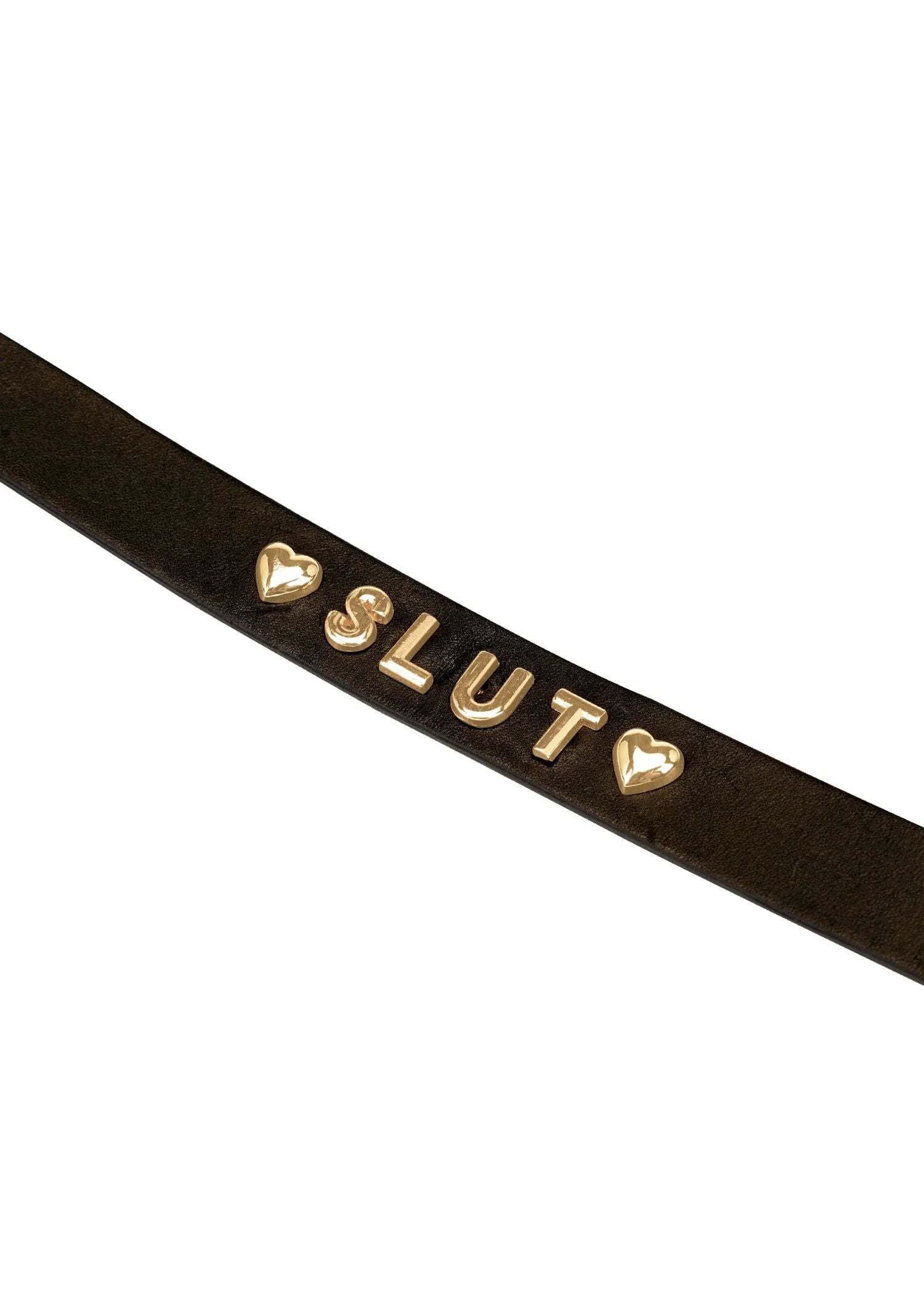 Liebe Seele Gold Word Choker (SLUT) | Avec Amour Leather Accessories