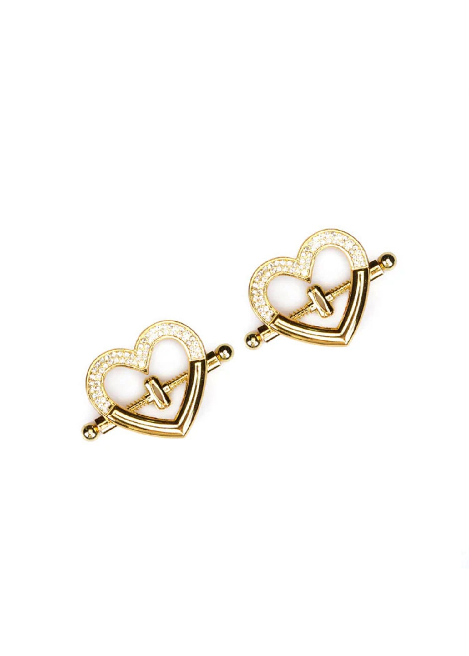 Liebe Seele Heart Shaped Nipple Clamps (Gold) | BDSM Bedroom Fun | Avec Amour Lingerie