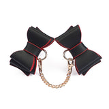 Leather Bow Tie Wrist Cuffs (Black)