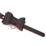 Leather Bow Tie Wrist Cuffs (Black)