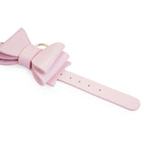 Leather Bow Tie Wrist Cuffs (Pink)