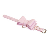 Leather Bow Tie Wrist Cuffs (Pink)