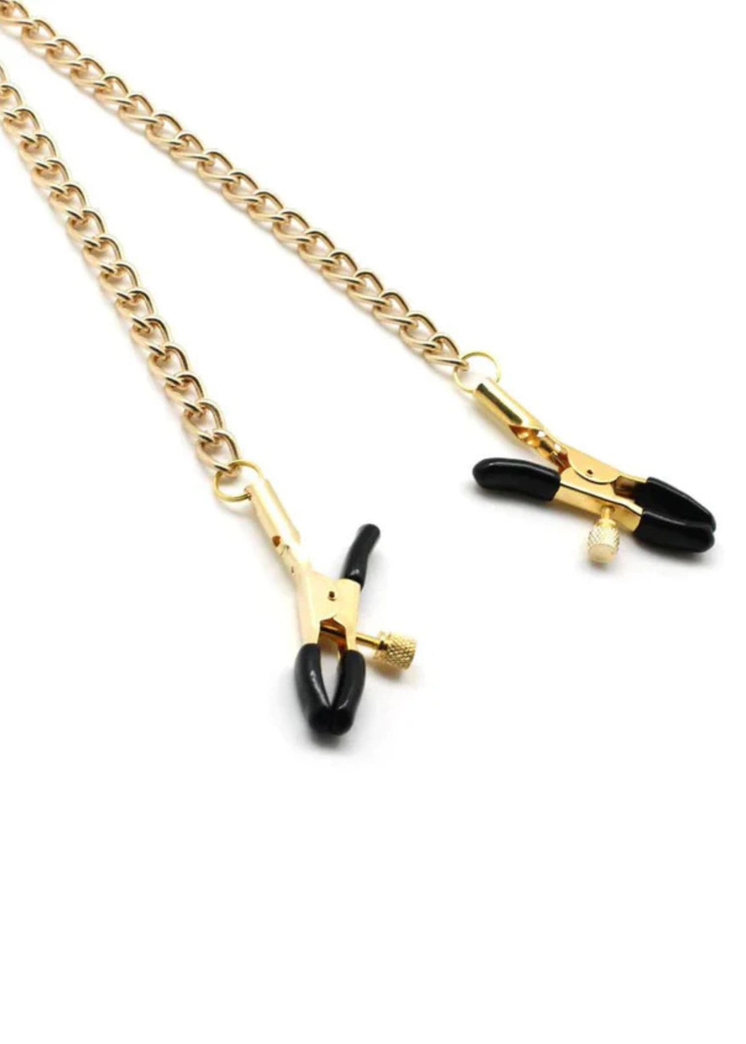 Liebe Seele Metal Chain Bull Nose Nipple Clamps (Gold) | Avec Amour LIngerie