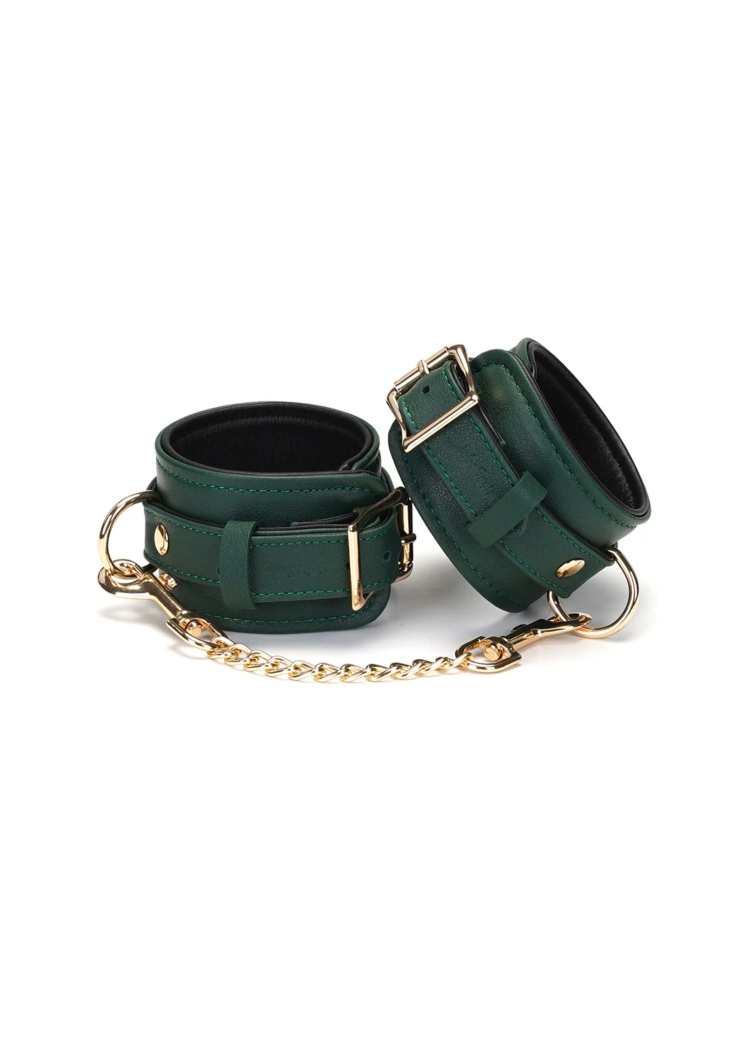 Liebe Seele Mossy Chic Leather Ankle Cuffs (Green) | Avec Amour Lingerie