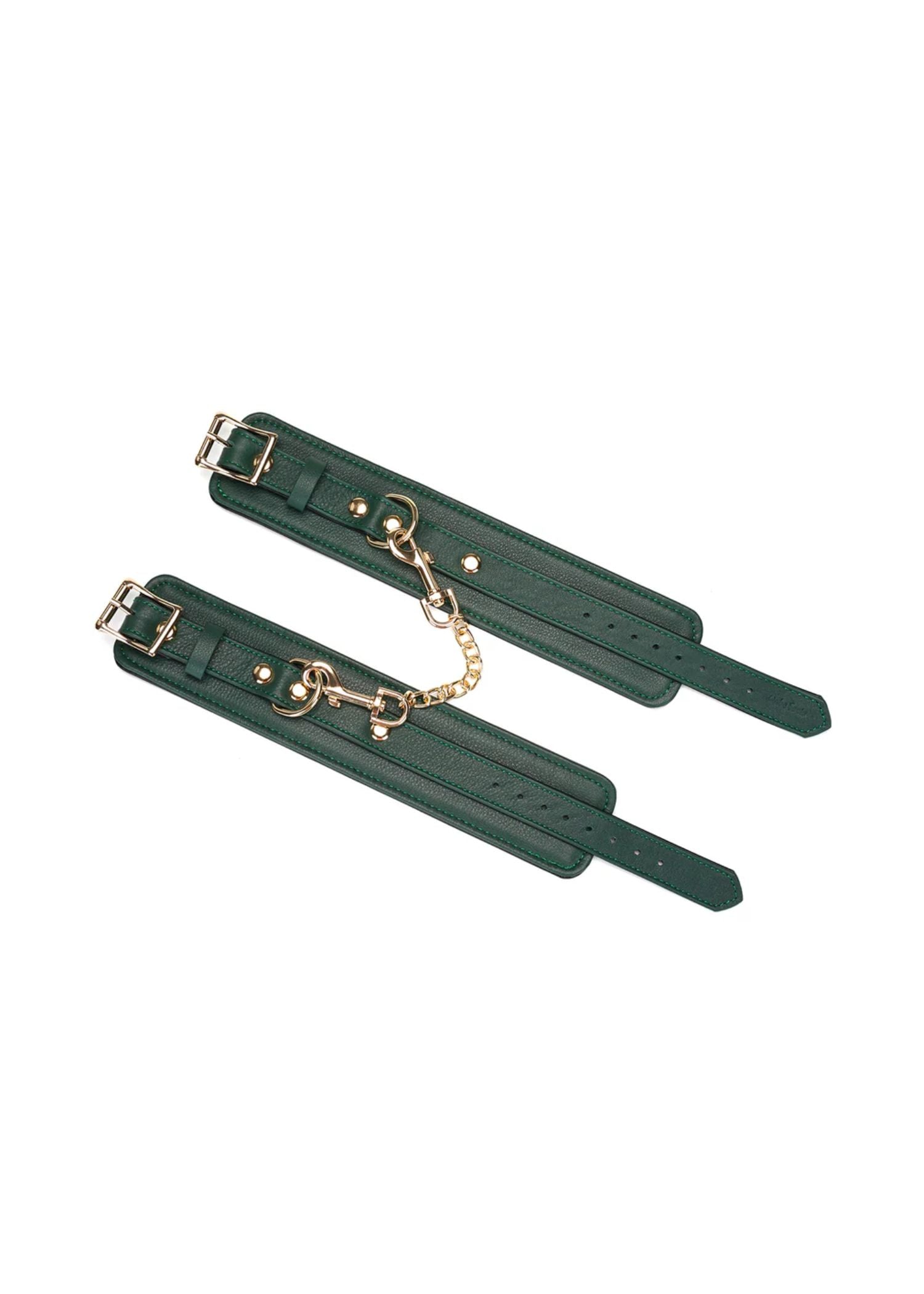 Liebe Seele Mossy Chic Leather Ankle Cuffs (Green) | Avec Amour Lingerie