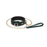 Liebe Seele Mossy Chic Leather Collar with Leash Choker (Green) | Avec Amour Lingerie