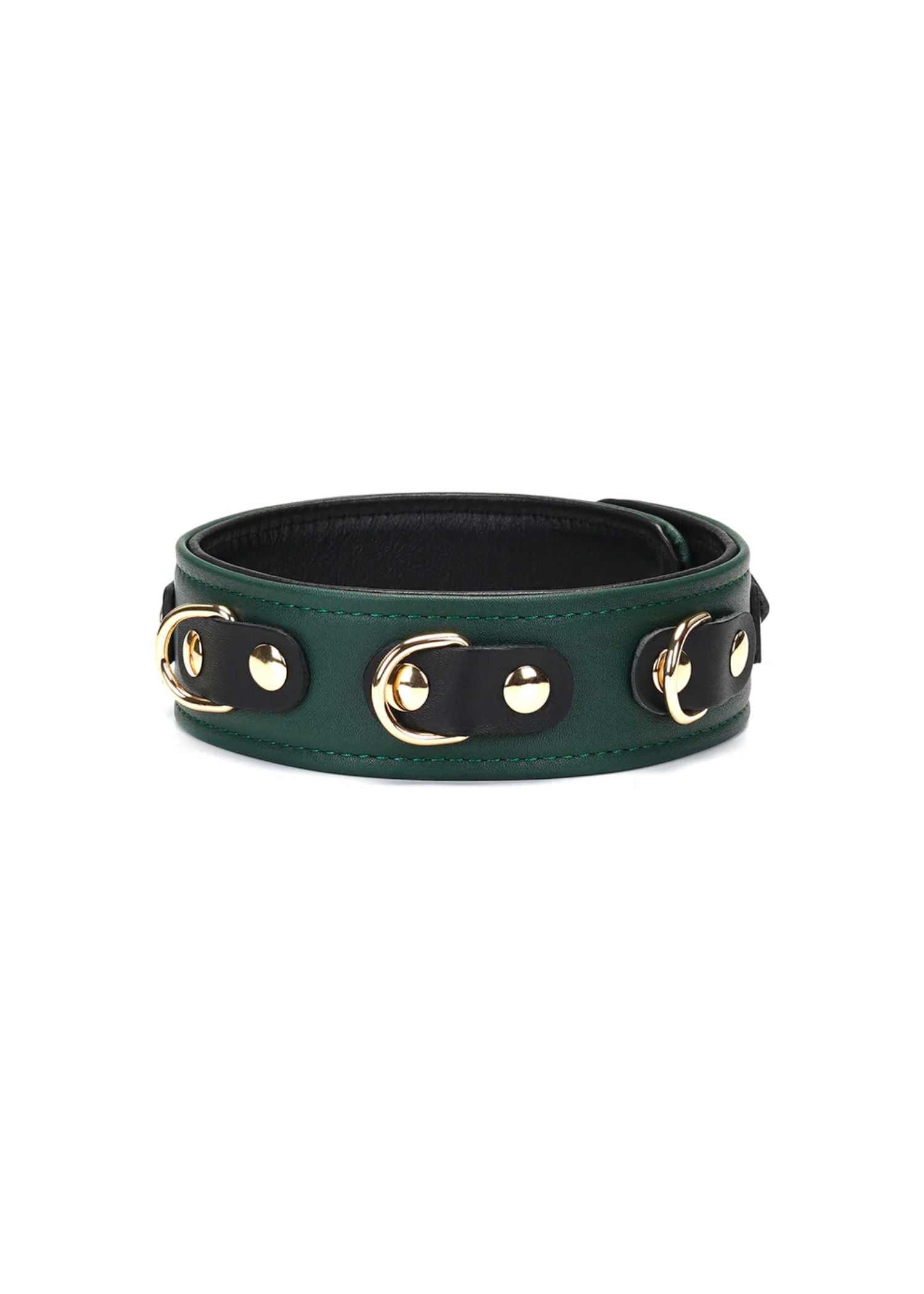 Liebe Seele Mossy Chic Leather Collar with Leash Choker (Green) | Avec Amour Lingerie