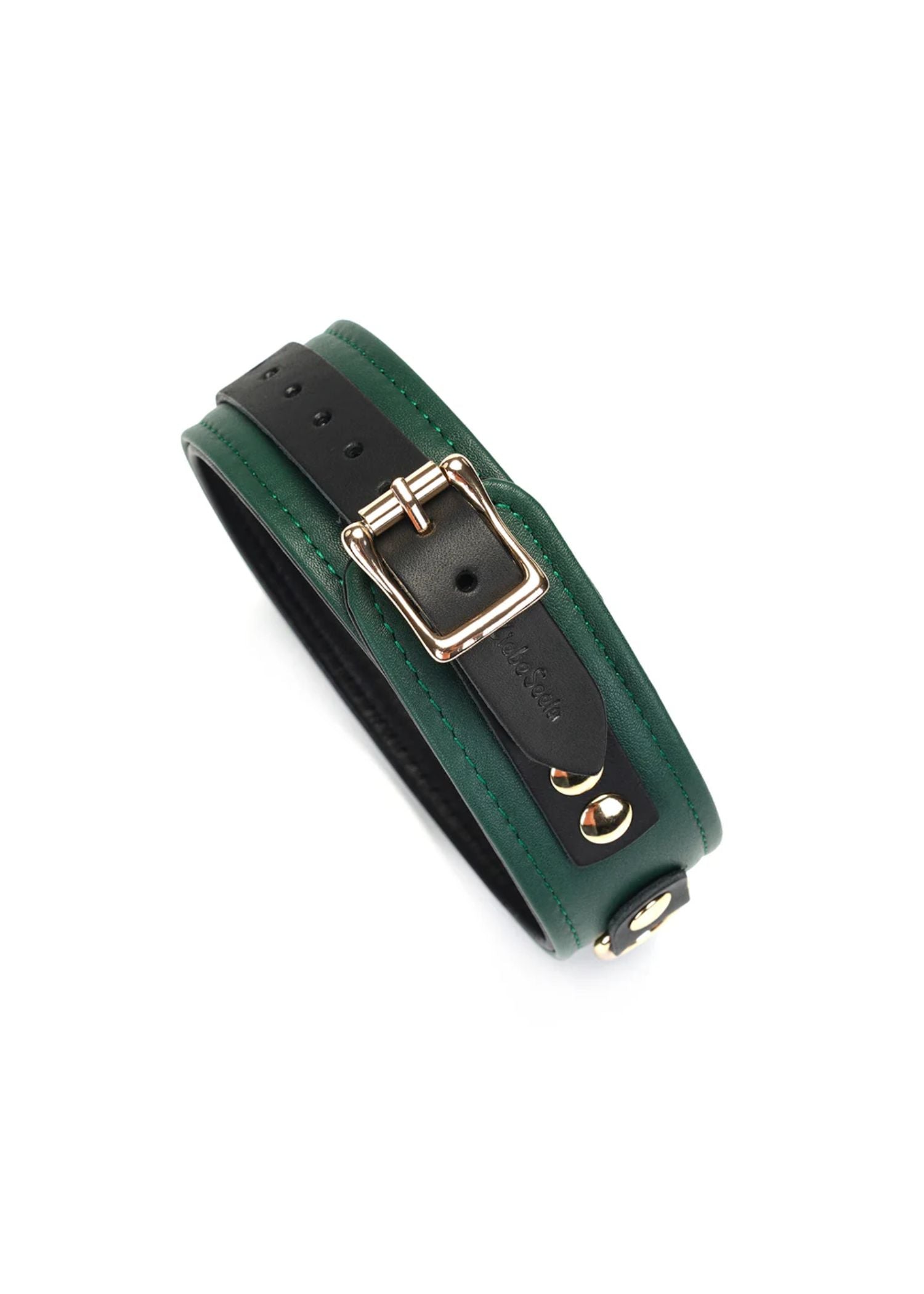 Liebe Seele Mossy Chic Leather Collar with Leash Choker (Green) | Avec Amour Lingerie