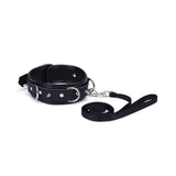 Vegan Fetish Faux Leather Studded Collar and Leash (Black)