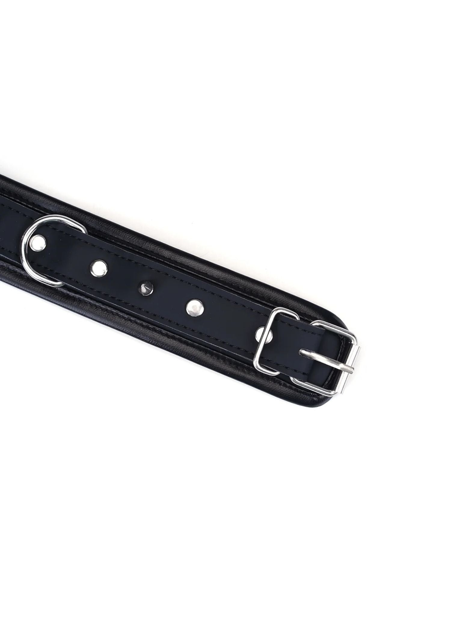 Vegan Fetish Faux Leather Studded Collar and Leash (Black)