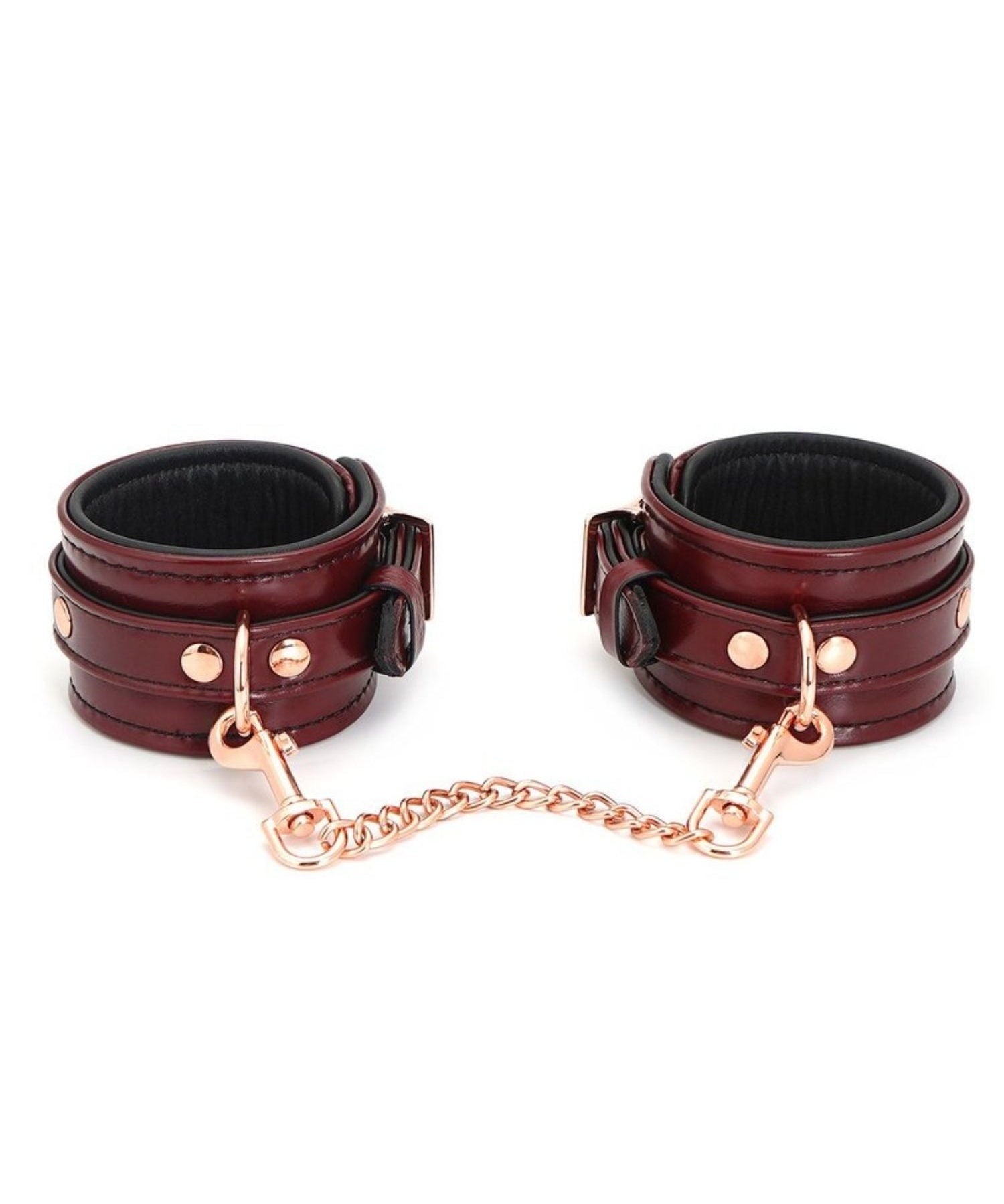 Liebe Seele Wine Red Leather Ankle Cuffs | Avec Amour Lingerie