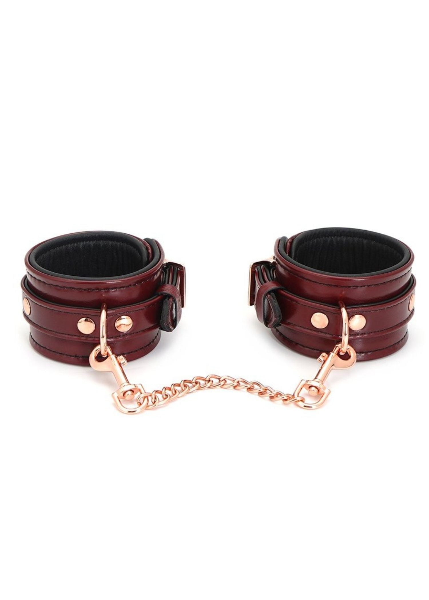 Liebe Seele Wine Red Leather Ankle Cuffs | Avec Amour Lingerie