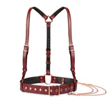 Liebe Seele Wine Red Leather Body Harness | Avec Amour Lingerie