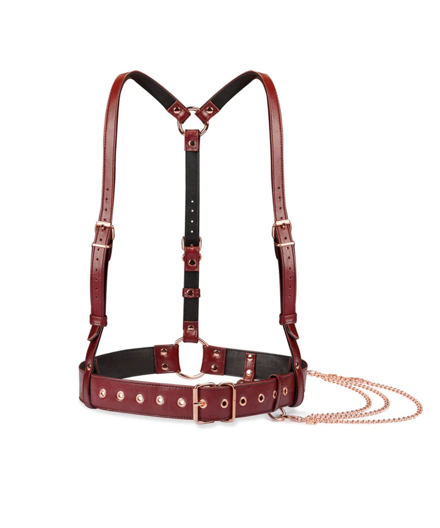 Liebe Seele Wine Red Leather Body Harness | Avec Amour Lingerie