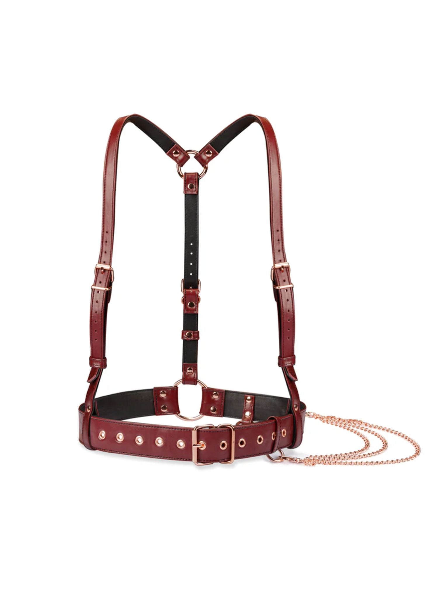 Liebe Seele Wine Red Leather Body Harness | Avec Amour Lingerie