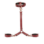 Liebe Seele Wine Red Leather Collar and Wrist Restraint | Avec Amour Lingerie