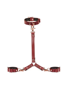 Liebe Seele Wine Red Leather Collar and Wrist Restraint | Avec Amour Lingerie
