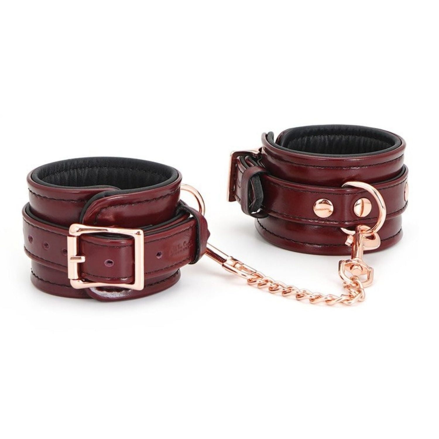 Liebe Seele Wine Red Leather Cuffs | Avec Amour Lingerie
