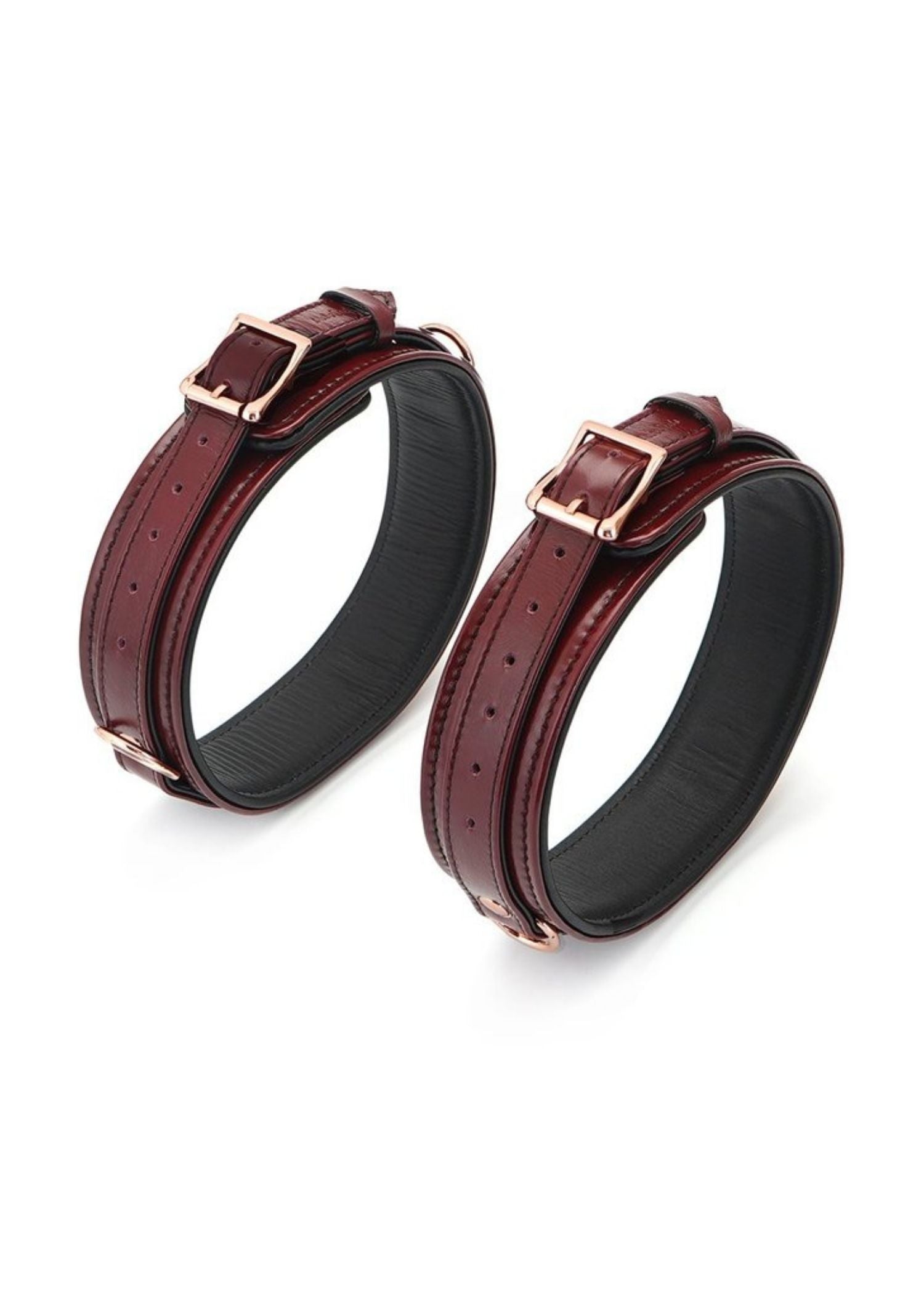 Liebe Seele Wine Red Leather Thigh Cuffs | Avec Amour