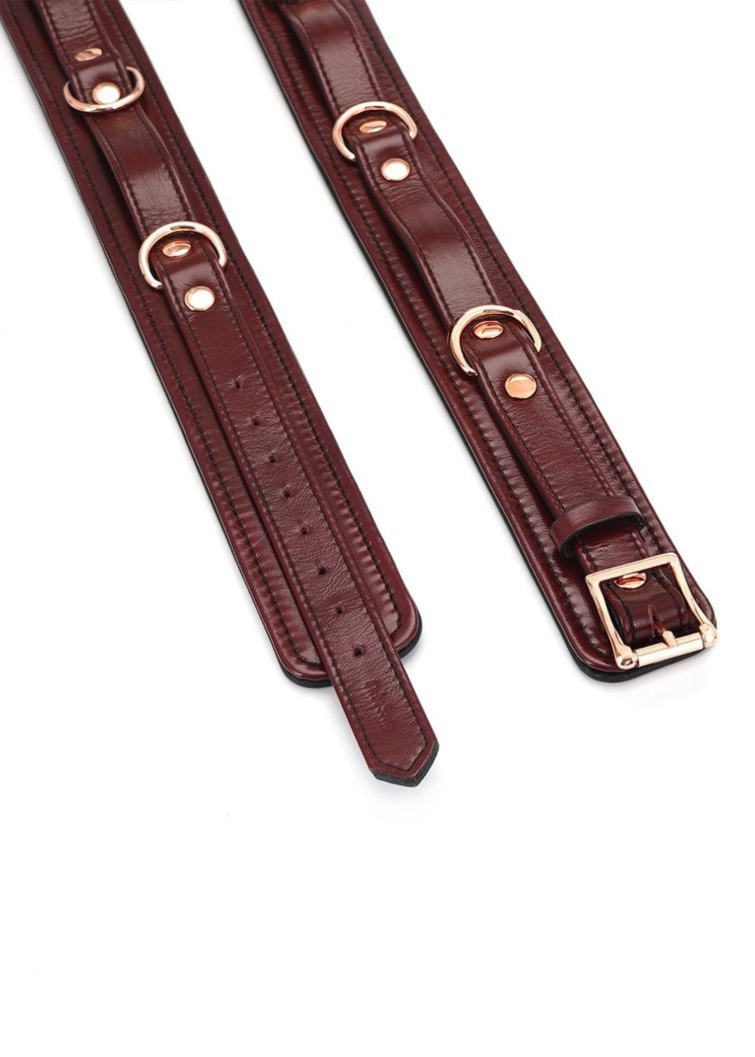 Liebe Seele Wine Red Leather Thigh Cuffs | Avec Amour