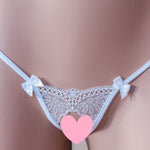 Lucky Cheeks Charming White Crotchless Thong - White Lace Ultra Sexy Underwear | Avec Amour Sexy Lingerie
