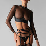 Maison Close Chambre Noire Garter Belt (Black) | Avec Amour Luxury Lingerie