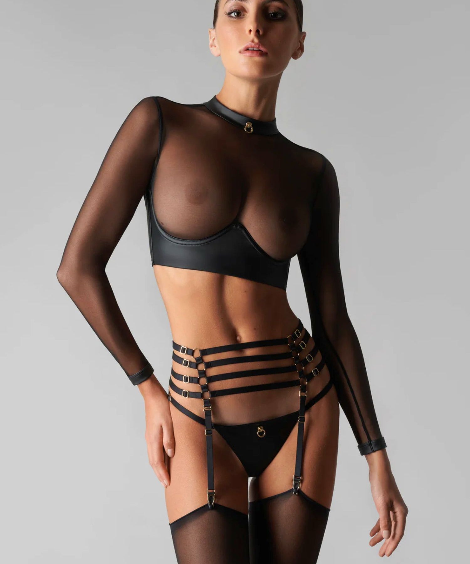 Maison Close Chambre Noire Garter Belt (Black) | Avec Amour Luxury Lingerie