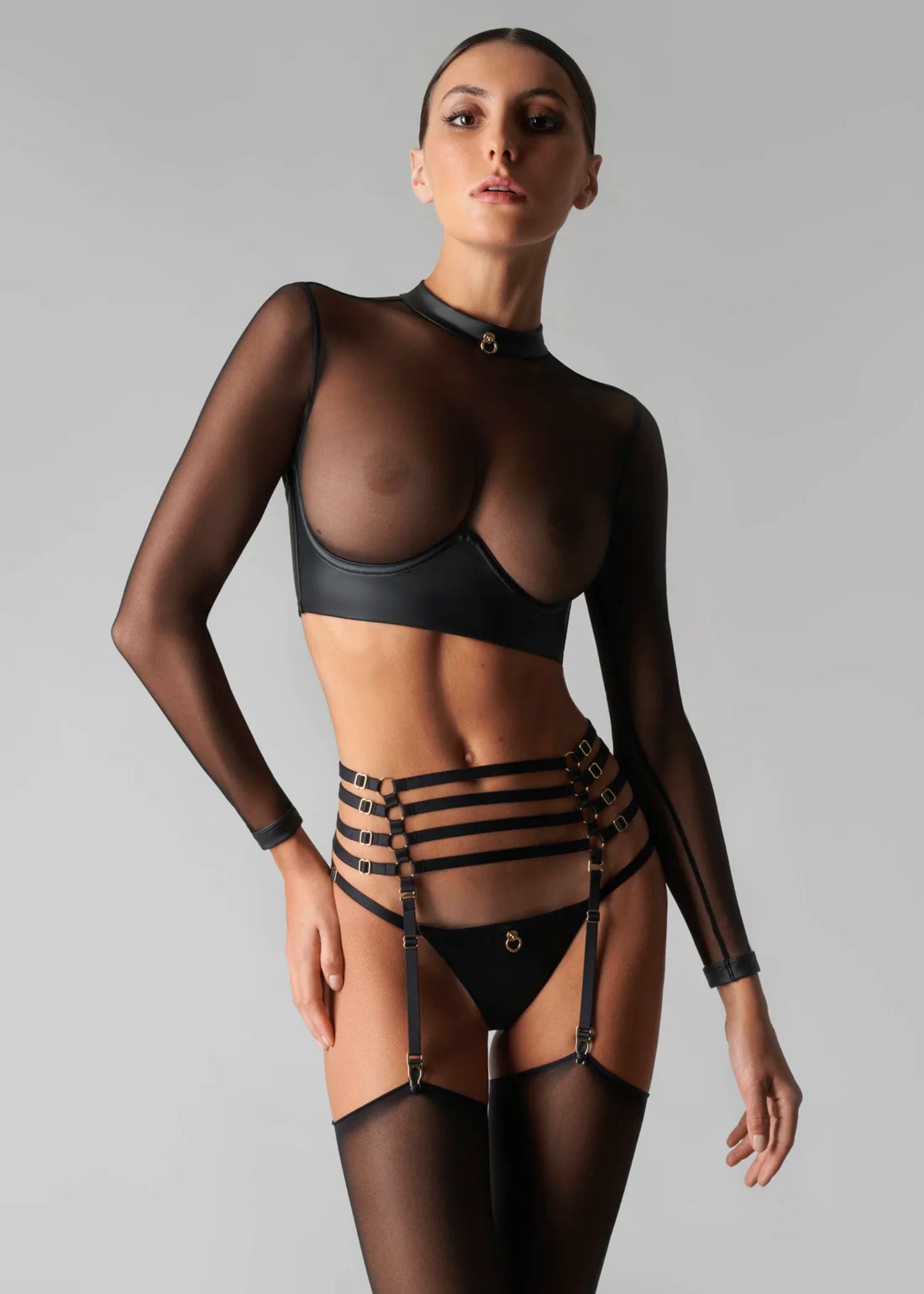 Maison Close Chambre Noire Garter Belt (Black) | Avec Amour Luxury Lingerie