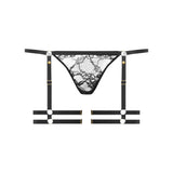 Maison Close Jeux Magnetiques Mini Thong with Garter (Black) | Avec Amour Luxury Lingerie