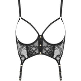 Maison Close Jeux Magnetiques Open Suspender Bustier (Black) | Avec Amour Luxury Lingerie