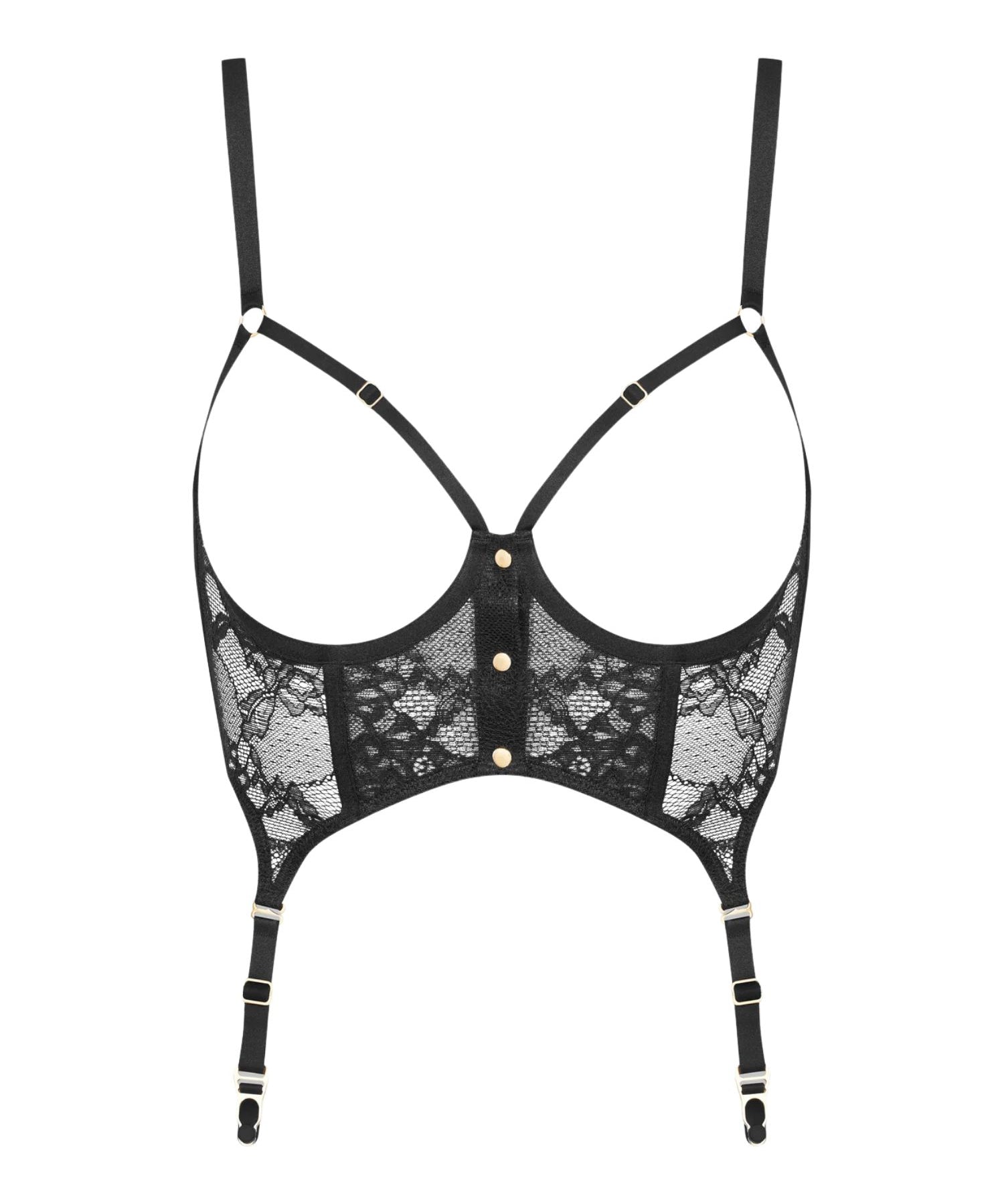 Maison Close Jeux Magnetiques Open Suspender Bustier (Black) | Avec Amour Luxury Lingerie