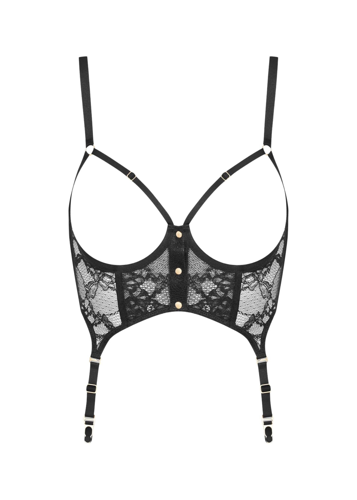 Maison Close Jeux Magnetiques Open Suspender Bustier (Black) | Avec Amour Luxury Lingerie