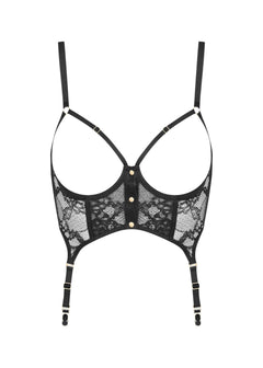 Maison Close Jeux Magnetiques Open Suspender Bustier (Black) | Avec Amour Luxury Lingerie