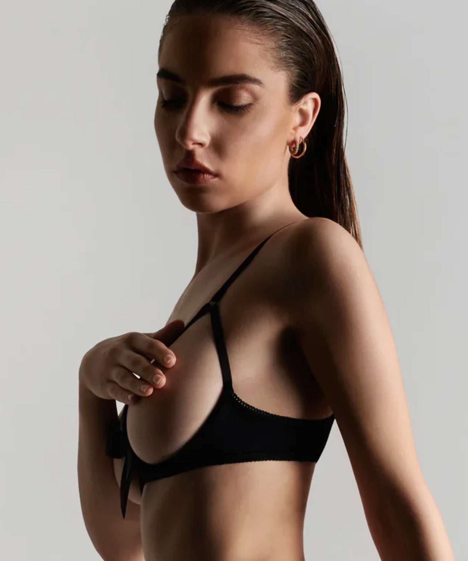 Maison Close Le Petit Secret Cupless Bra with Bow (Black) | Avec Amour Lingerie